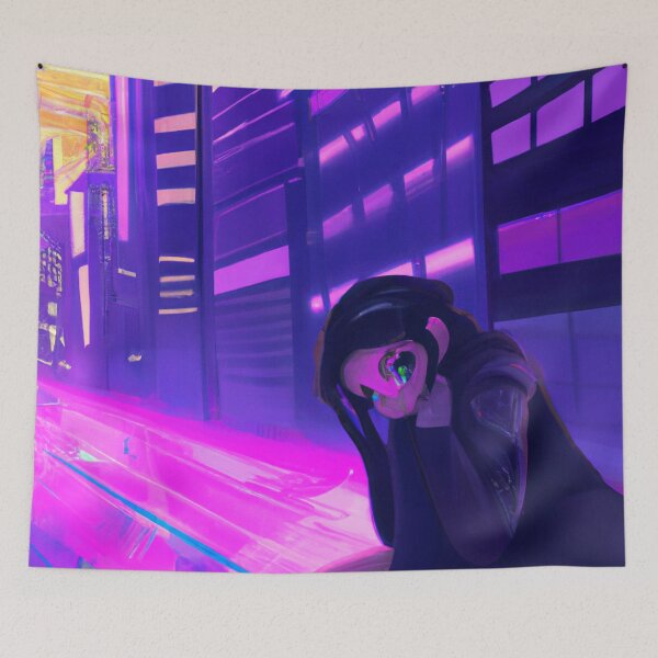 Item preview, Cyberpunk girl in a city (DALL-E Art) designed and sold by emoartwork.