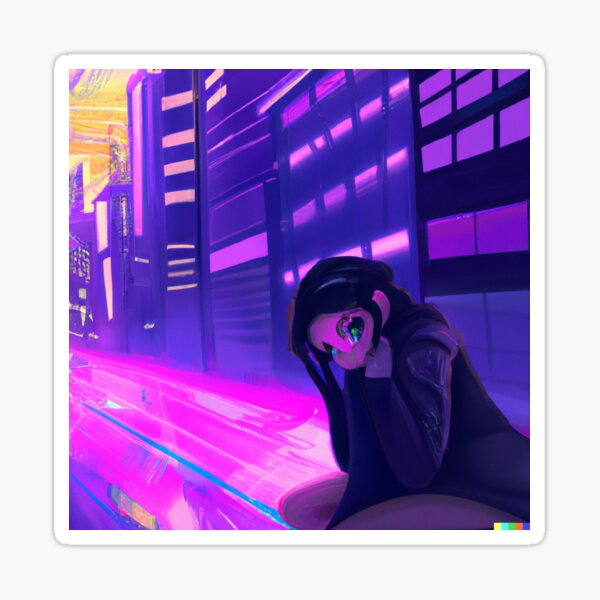 Item preview, Cyberpunk-Mädchen in einer Stadt (DALL-E Art) designed and sold by emoartwork.