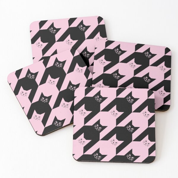 Item preview, Catstooth Black and Pink Cat Houndstooth Pattern designed and sold by Julie Erin Designs.
