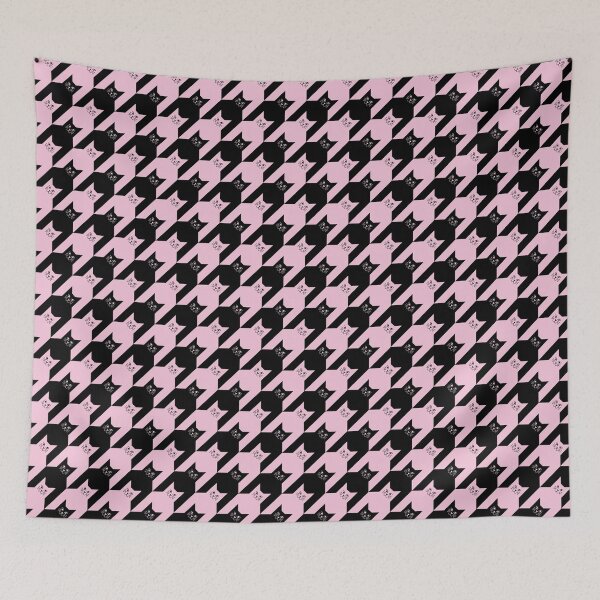 Item preview, Catstooth Black and Pink Cat Houndstooth Pattern designed and sold by Julie Erin Designs.