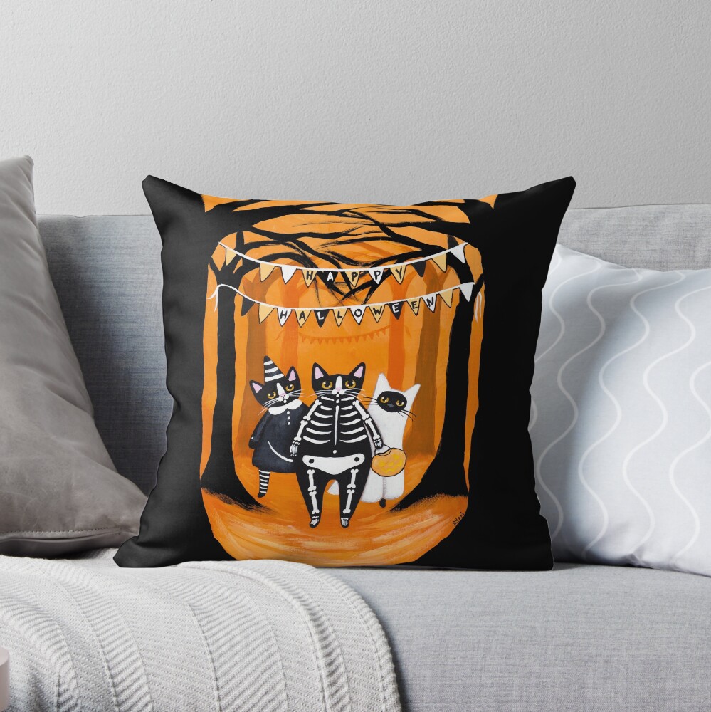 The Halloween Cats Throw Pillow