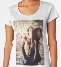 Strong sexy young guy posing with naked torse, active casual style Women's Premium T-Shirt