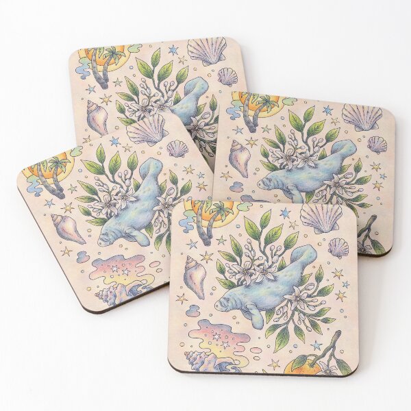 Item preview, Orange Blossom Manatee | Ocean Tropical Art designed and sold by OMEGAFAUNA.