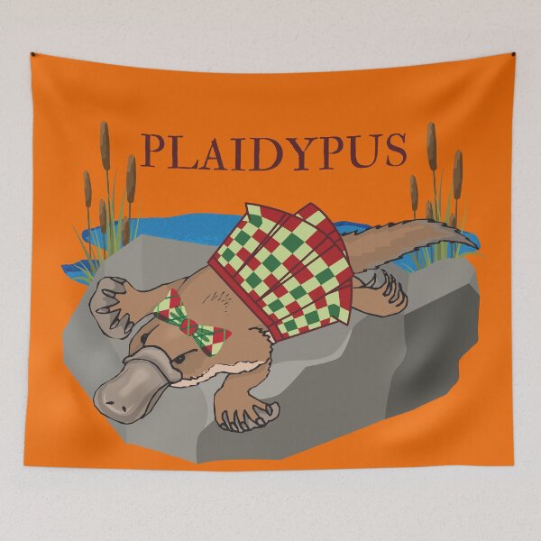Item preview, Funny "Plaidypus" Platypus in Plaid Skirt Plaid Bow designed and sold by Write-to-Rebel.