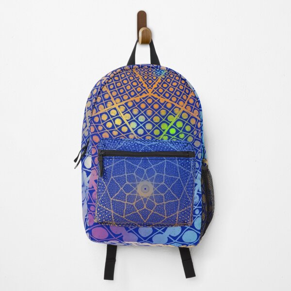 Item preview, Multicolor Dot Lotus Mandala Blue Background designed and sold by RayneMoonchild.