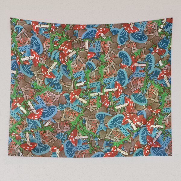 Item preview, Colourful Wild Mushrooms Random Pattern, Vintage Mushroom Pattern designed and sold by DesignHouse07.