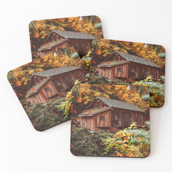 Item preview, Beautiful view, house and yellow trees in the forest designed and sold by Alexandra Rty.
