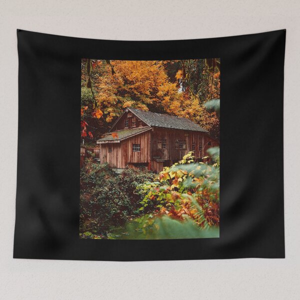 Item preview, Beautiful view, house and yellow trees in the forest designed and sold by Alexandra Rty.