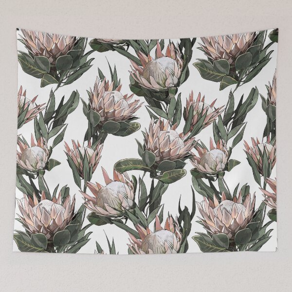 Aperçu de l'œuvre Motif de feuilles de Protea et d'eucalyptus créée et vendue par The Willow Of  Rain City.