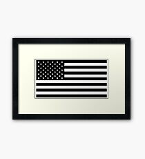 American Flag - Black & White Framed Print