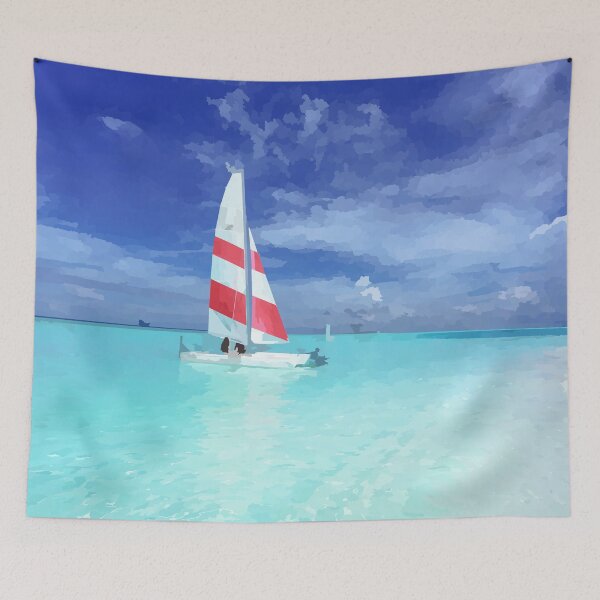 Item preview, Sailboat on Turquoise Waters - Watercolour Style designed and sold by WWWC2288.