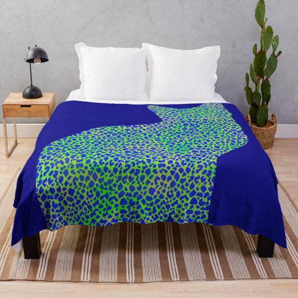 Item preview, Sitting Cat in Blue Lime Leopard Print designed and sold by Karen Simon.