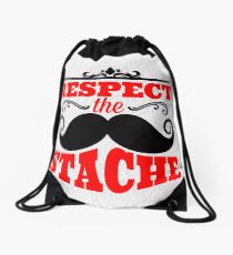 Incredible mustache. Typography. Respect the stache Drawstring Bag