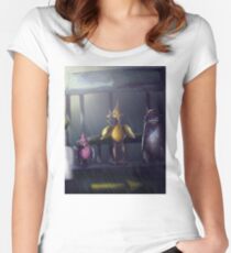 "Bird Stop," Digitally Colored Marker Drawing Women's Fitted Scoop T-Shirt
