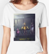 "Bird Stop," Digitally Colored Marker Drawing Women's Relaxed Fit T-Shirt