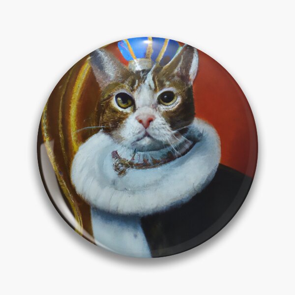 Aperçu de l'œuvre Portrait de chat royal peinture à l'huile chat royal avec couronne sur un trône chat mignon créée et vendue par AnimalCutness.