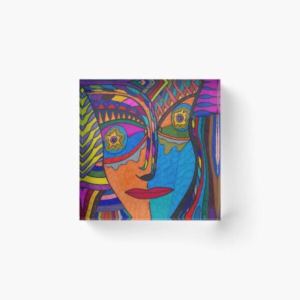 Item preview, Funky Abstract Style Art Face with Dots and Stripes Throw Pillow for decoration and gift for mom, mum, mummy designed and sold by THASSON.