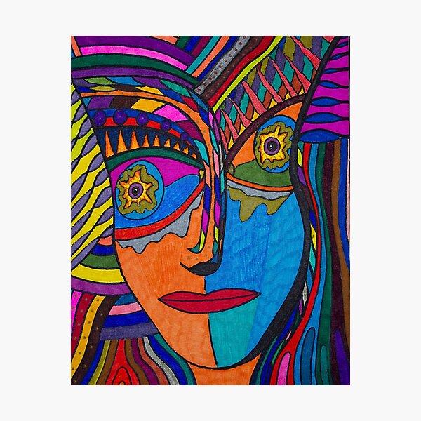Item preview, Funky Abstract Style Art Face with Dots and Stripes Throw Pillow for decoration and gift for mom, mum, mummy designed and sold by THASSON.