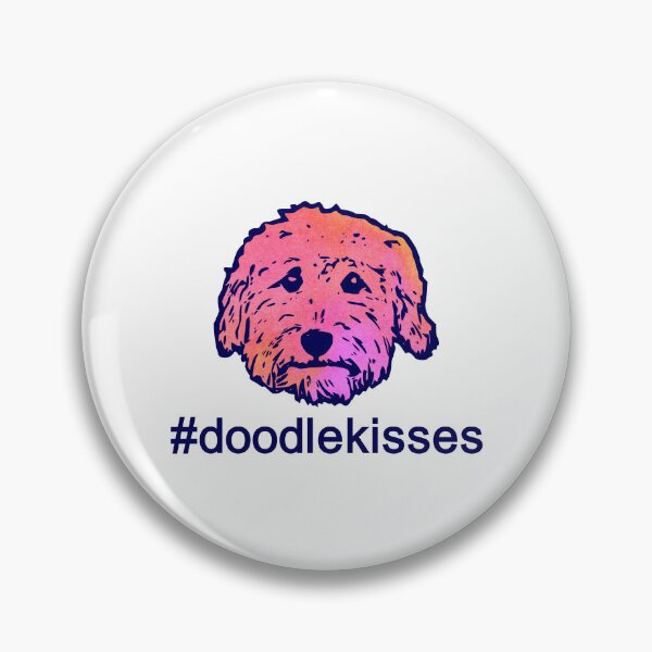 Item preview, #doodlekisses #doodlelove - goldendoodles, labradoodles, aussiedoodles in pink watercolor and navy blue designed and sold by smooshfaceutd.