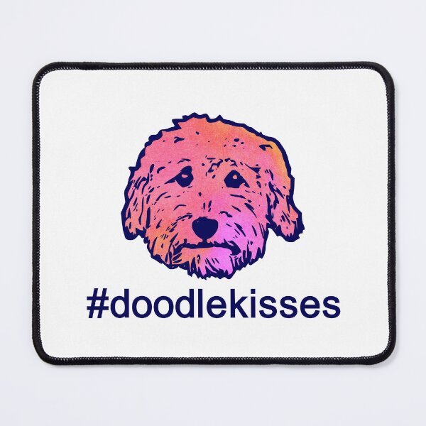 Item preview, #doodlekisses #doodlelove - goldendoodles, labradoodles, aussiedoodles in pink watercolor and navy blue designed and sold by smooshfaceutd.