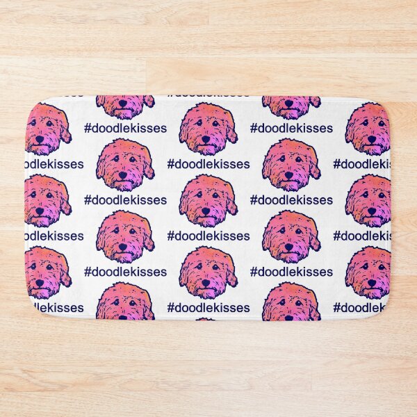 Item preview, #doodlekisses #doodlelove - goldendoodles, labradoodles, aussiedoodles in pink watercolor and navy blue designed and sold by smooshfaceutd.