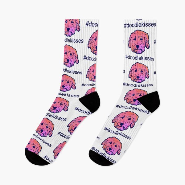 Item preview, #doodlekisses #doodlelove - goldendoodles, labradoodles, aussiedoodles in pink watercolor and navy blue designed and sold by smooshfaceutd.