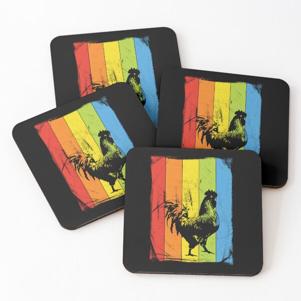 Item preview, Rainbow Rooster Chicken Distressed Style designed and sold by Delightfully Cynical.