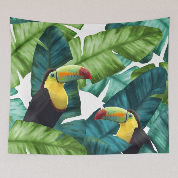 Item preview, Toucans Tropical Banana Leaves Pattern designed and sold by oursunnycdays.