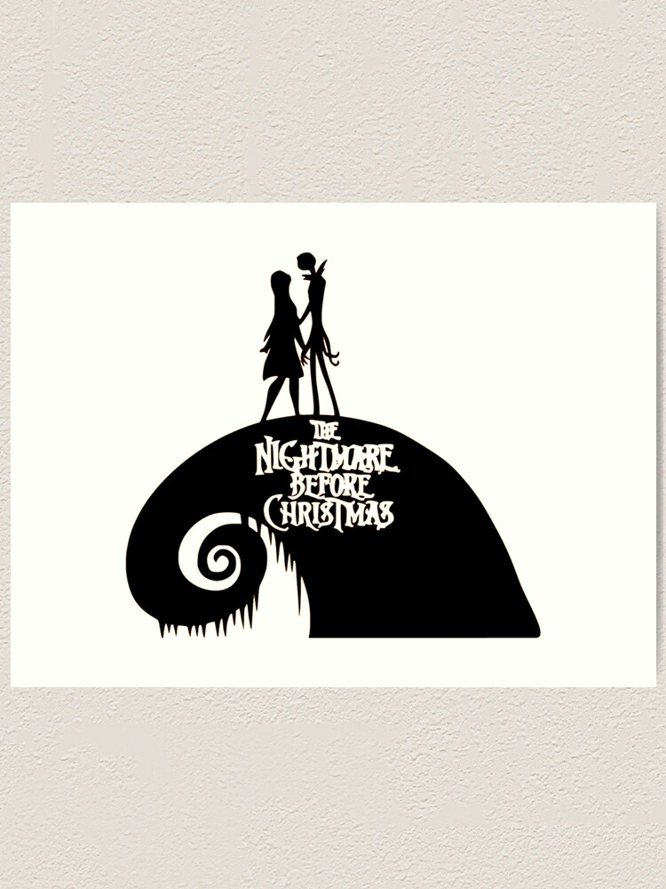 B & W ART PRINT Nightmare Before Christmas illustration Jack Sally,Tim Burton 