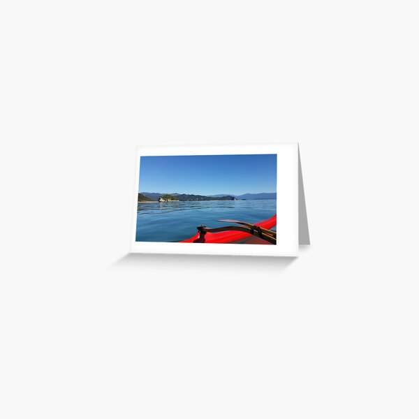 Item preview, Red Outrigger Canoe out at sea designed and sold by YourGoodLife Designs.