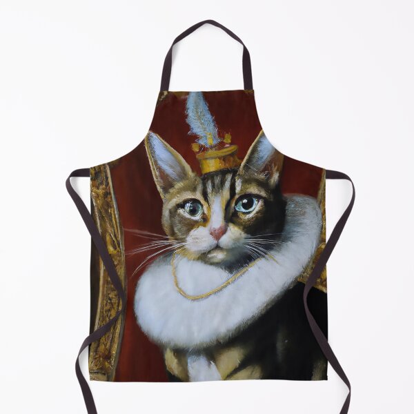 Item preview, King Cat portrait oil painting royal cat with feather crown on throne Cute Cat designed and sold by AnimalCutness.