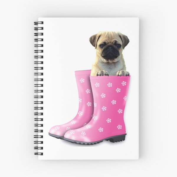 Item preview, Funny Pug in a Pink Wellington Boot designed and sold by Bubble-Designs.