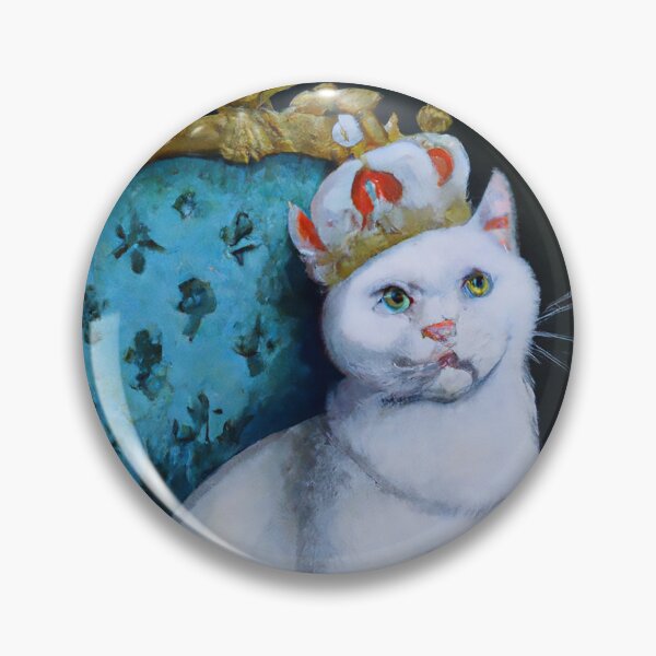 Item preview, Oil Painting White Cat King Crown Thrown Funny Cat designed and sold by AnimalCutness.