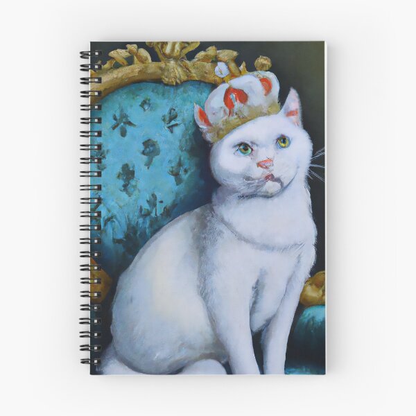 Item preview, Pintura al Óleo Gato Blanco Rey Corona Tirado Gato Divertido designed and sold by AnimalCutness.