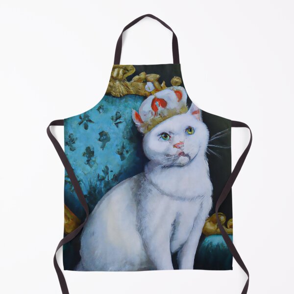 Item preview, Oil Painting White Cat King Crown Thrown Funny Cat designed and sold by AnimalCutness.