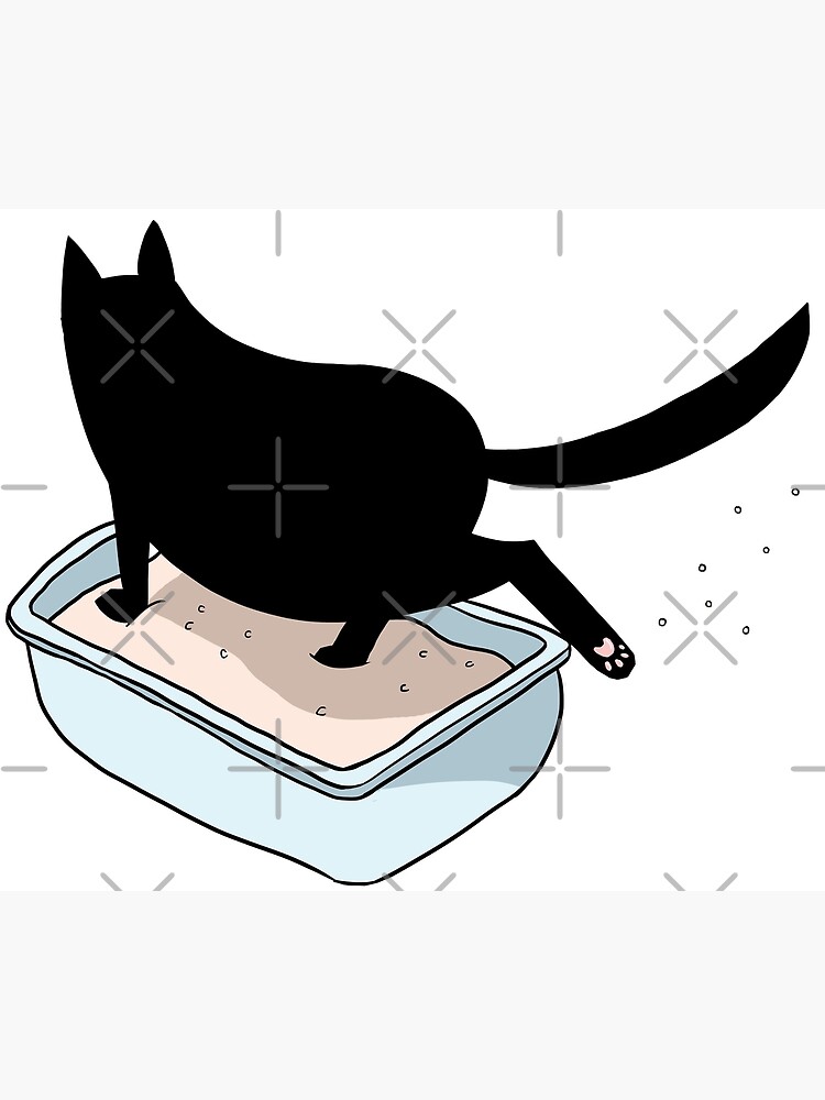 "Black Cat in Litter Box" Art Print by mfarmand Redbubble