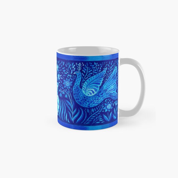 Blue Birds and a Vase of Flowers Classic Mug