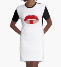 Queen's Lipstick Graphic T-Shirt Dress