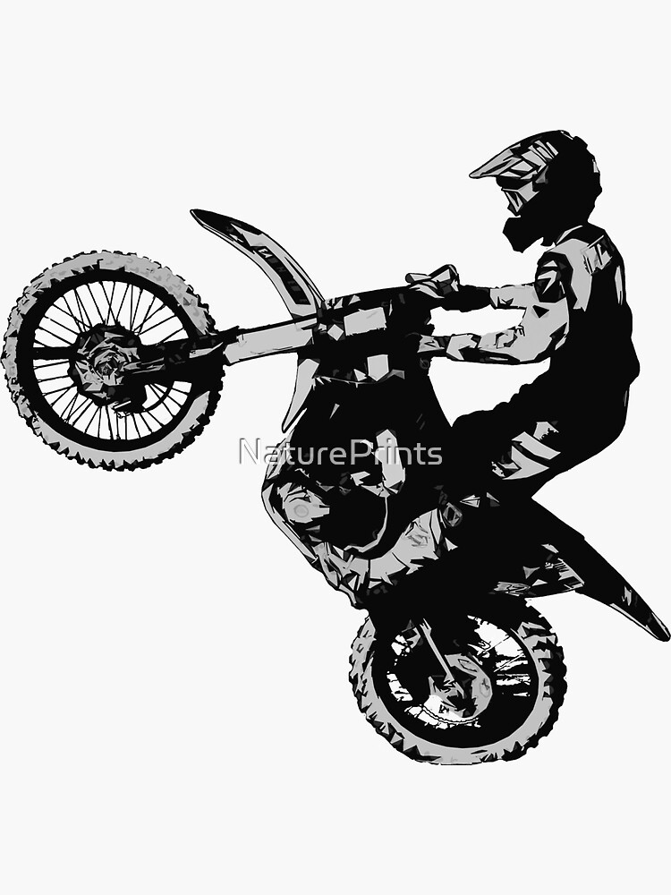 Thumbnail 3 of 3, Sticker, Let's Ride - Motocross Racer designed and sold by NaturePrints.