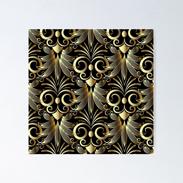 Item preview, Ornamental Greek style geometric gold flowers designed and sold by FGCART.