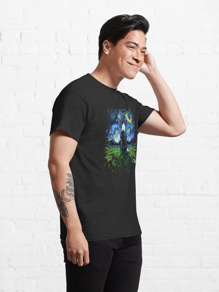 Discover Border Collie Back Starry Night Impressionist Dog Aja Art Classic T-Shirts
