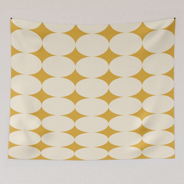 Aperçu de l'œuvre Retro Round Pattern - Yellow White créée et vendue par technicolorable_art.