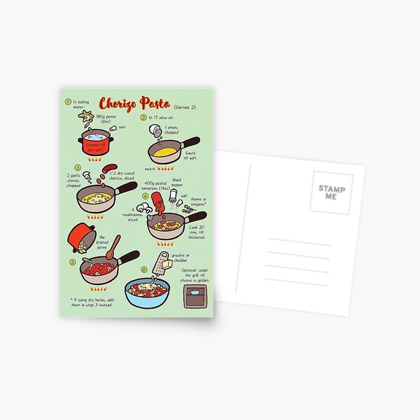 Chorizo Pasta recipe Postcard