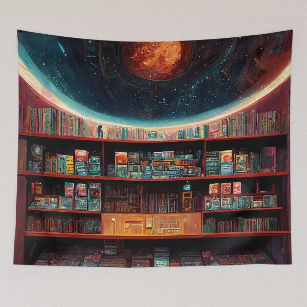 Item preview, Library in Space Abstract AI Generated Art designed and sold by MeAI-Art.