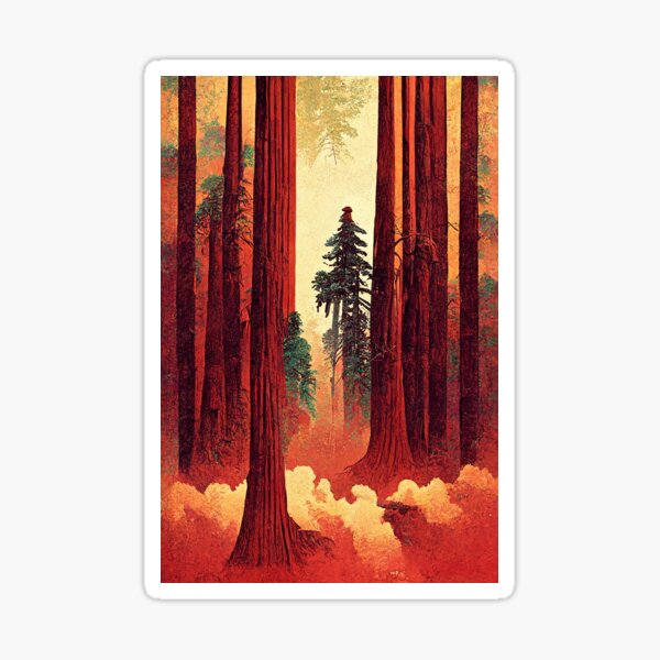 "Redwoods" Sticker for Sale by maxjfry Redbubble