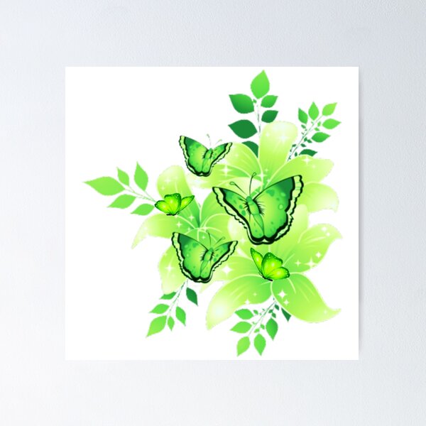 Item preview, Green Butterflies and Flowers Design designed and sold by mbuz90.