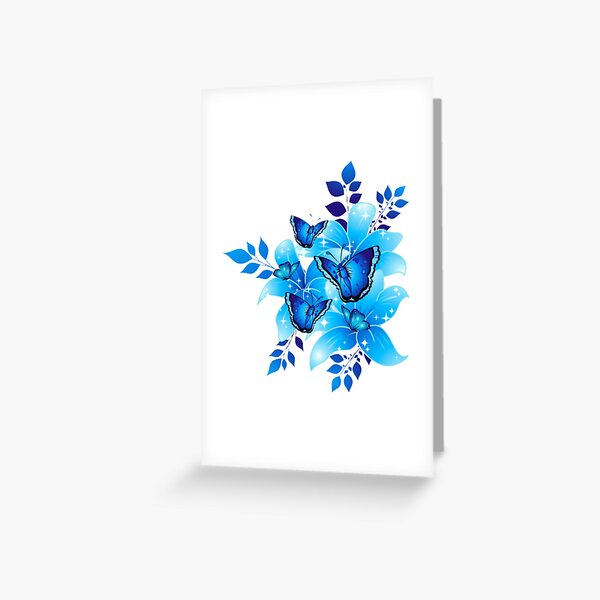 Item preview, Blue Butterflies and Flowers Design designed and sold by mbuz90.
