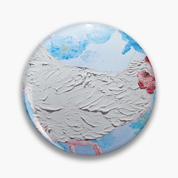 Item preview, White Chicken on Blue Poppy Flowers designed and sold by MatsonArtDesign.