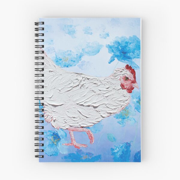 Item preview, White Chicken on Blue Poppy Flowers designed and sold by MatsonArtDesign.