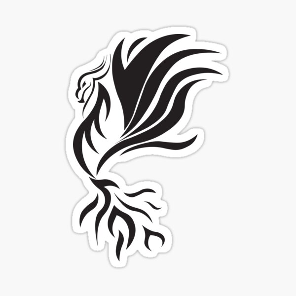 Black Flame Phoenix Tribal Tattoo Design — LuckyFish, Inc. and Tattoo Santa  Barbara